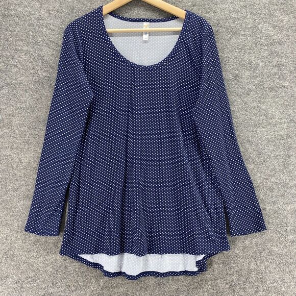 LulaRoe Top Women M Medium Blue Polka Dot Long Sleeve Round Neck Pullover Casual - Picture 1 of 9